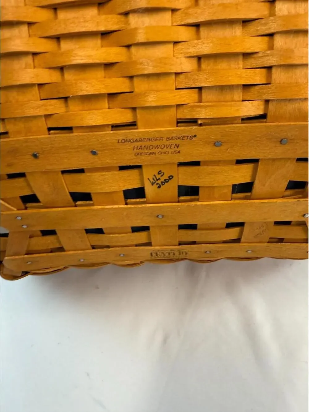 2000 Longaberger Collector Club Spring Meadow Basket w/Liner Protector & Tie-On